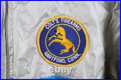 Vtg 70s Mens Small Heckler & Koch International Colts Firearms Jacket Silver USA