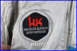Vtg 70s Mens Small Heckler & Koch International Colts Firearms Jacket Silver USA Vtg 70s Mens Small Heckler & Koch International Colts Firearms Jacket Silver USA