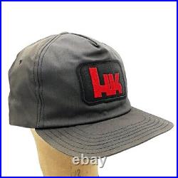 Vtg HK Heckler & Koch Patch Hat Made in USA Snapback Faded Black Rare Cap