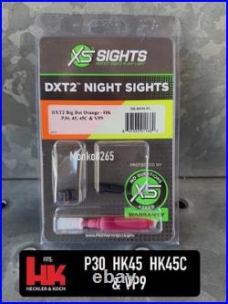 XS SIGHTS DXT2 NIGHT SIGHTS Set Big Dot Orange for HK P30 HK45 HK45c